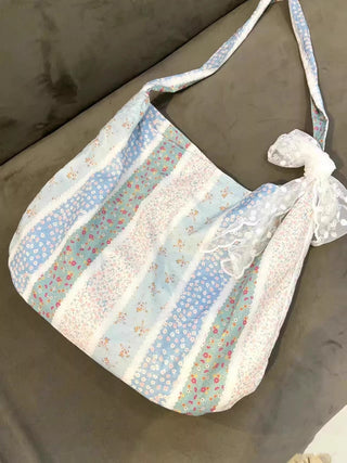 Summer floral canvas tote bag