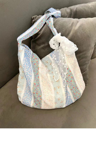 Summer floral canvas tote bag