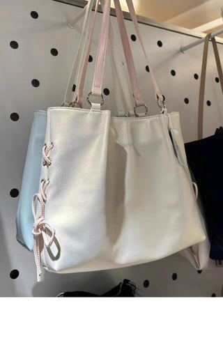 Korean bow shoulder tote bag