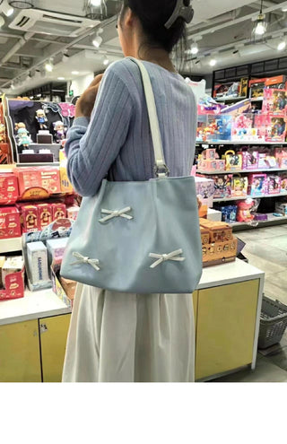 Korean bow shoulder tote bag