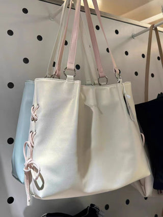 Korean bow shoulder tote bag