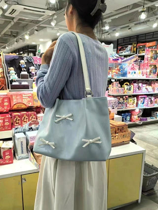 Korean bow shoulder tote bag