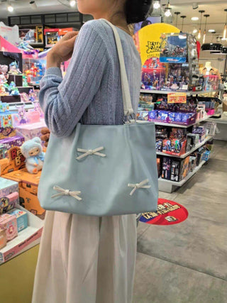 Korean bow shoulder tote bag