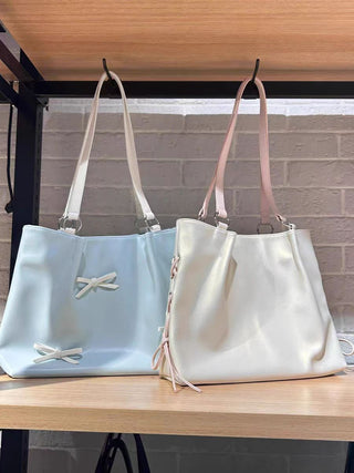 Korean bow shoulder tote bag