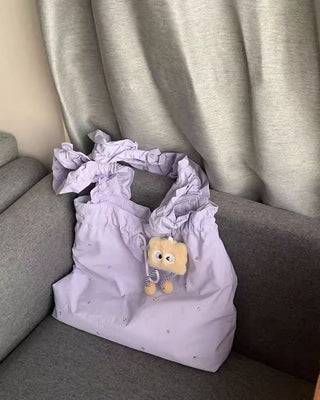 Korean diamond cream purple tote bag