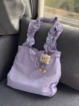 Korean diamond cream purple tote bag