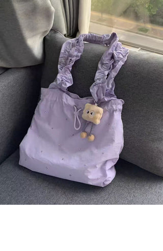 Korean diamond cream purple tote bag