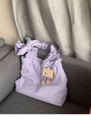 Korean diamond cream purple tote bag