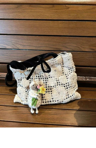 retro style flower two-sided shoulder bag