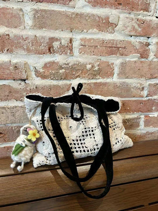 retro style flower two-sided shoulder bag