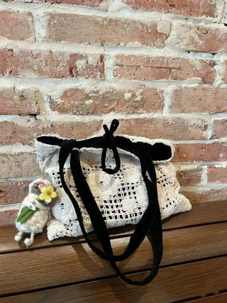 retro style flower two-sided shoulder bag