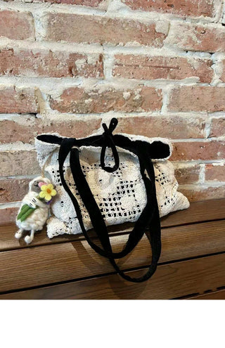 retro style flower two-sided shoulder bag