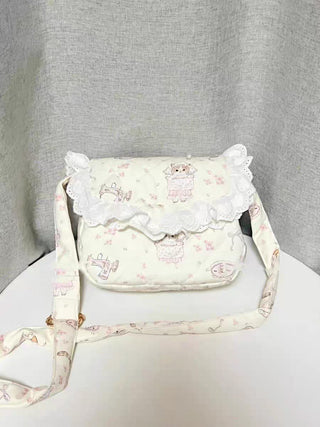 Japanese sweet messenger bag floral cat