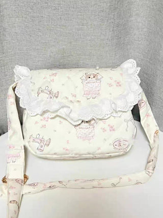 Japanese sweet messenger bag floral cat