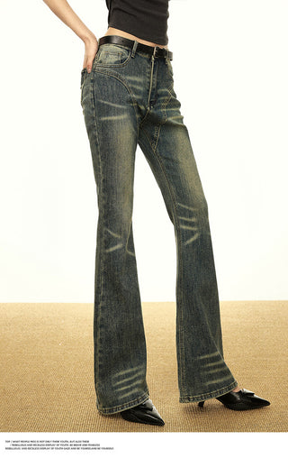 FLARED WIDE LEG RETRO WASHED JEANS