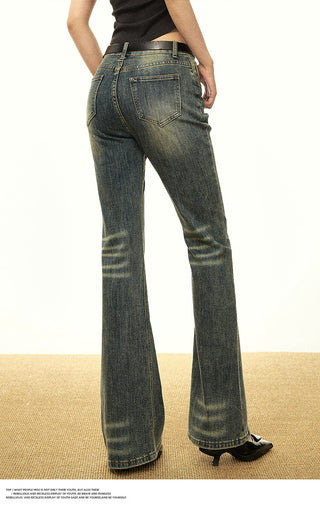 FLARED WIDE LEG RETRO WASHED JEANS