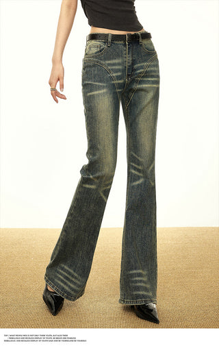 FLARED WIDE LEG RETRO WASHED JEANS