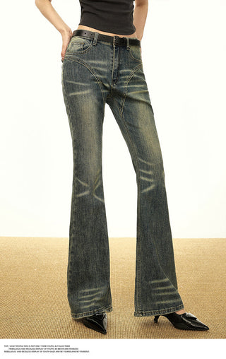 FLARED WIDE LEG RETRO WASHED JEANS