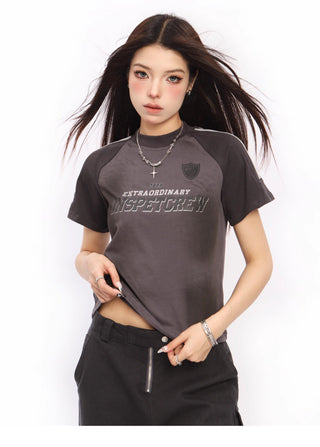 Y2k dirty die raglan sleeves slim top