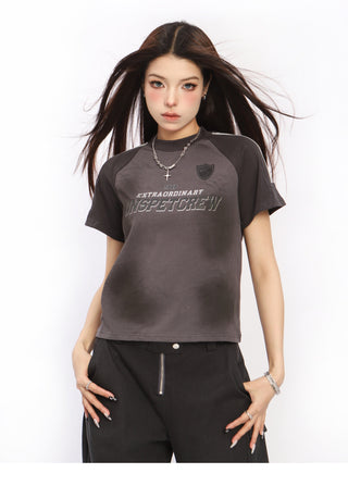 Y2k dirty die raglan sleeves slim top