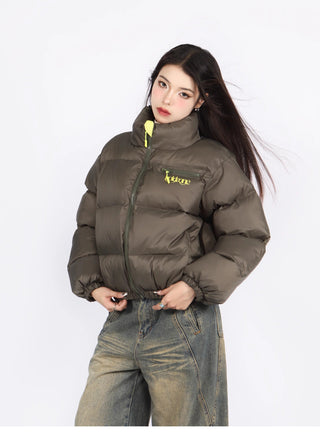 Contrast color puffer jacket