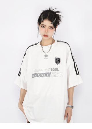 Three-bar raglan sleeve oversize top