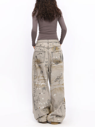 Hand-painted graffiti jeans