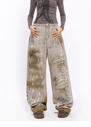 Hand-painted graffiti jeans