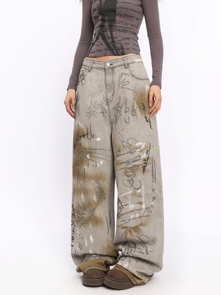 Hand-painted graffiti jeans