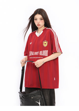 V-neck oversized sports jersey