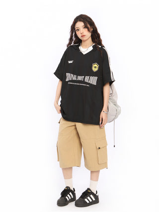 V-neck oversized sports jersey