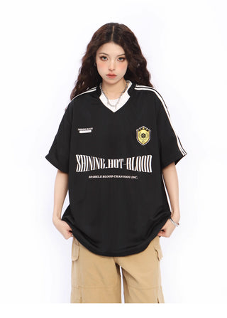 V-neck oversized sports jersey