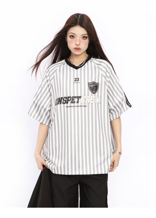 Vertical striped football top