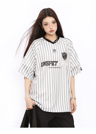 Vertical striped football top