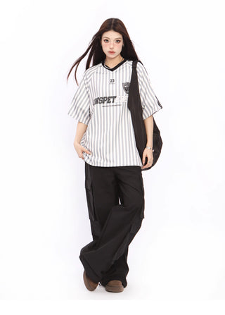 Vertical striped football top