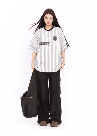 Vertical striped football top