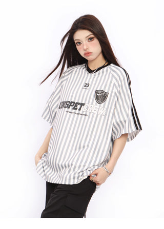 Vertical striped football top