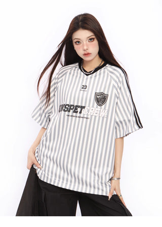 Vertical striped football top