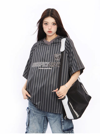 Vertical striped football top