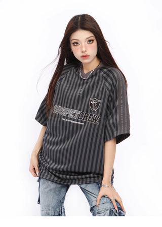 Vertical striped football top