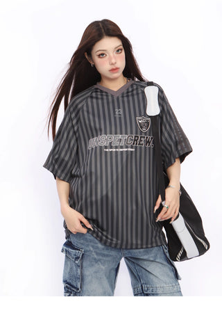 Vertical striped football top