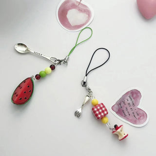 Beaded summer watermelon phone chain