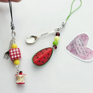 Beaded summer watermelon phone chain