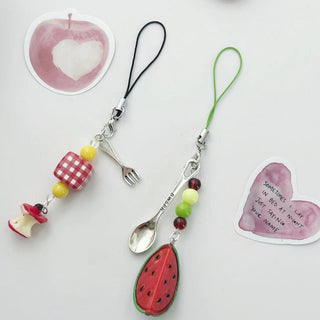 Beaded summer watermelon phone chain