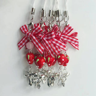 Red bow strawberry charm