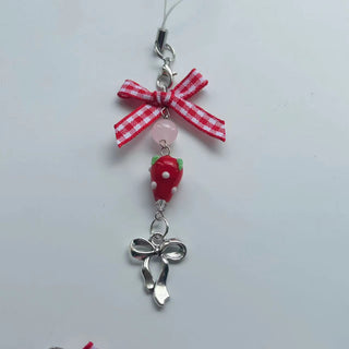 Red bow strawberry charm