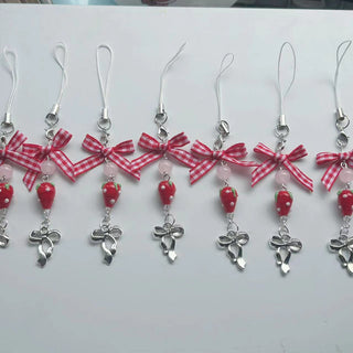 Red bow strawberry charm