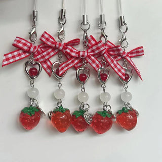 Beaded Bow Strawberry charm