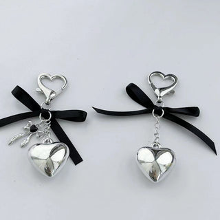 3D silver bow charm