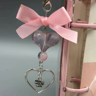 Y2K Bow silver heart charm